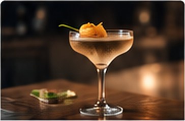 Craft cocktail in a coupe glass on a bar