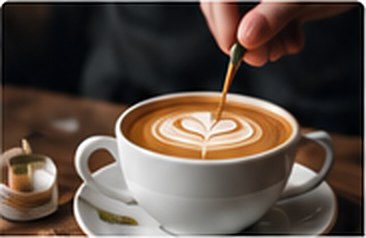 Latte art being poured in a coffee cup