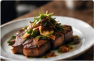 Plated steak dish with fresh herbs